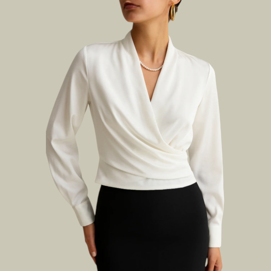 Verena | Damen elegante Wickelbluse aus Satin