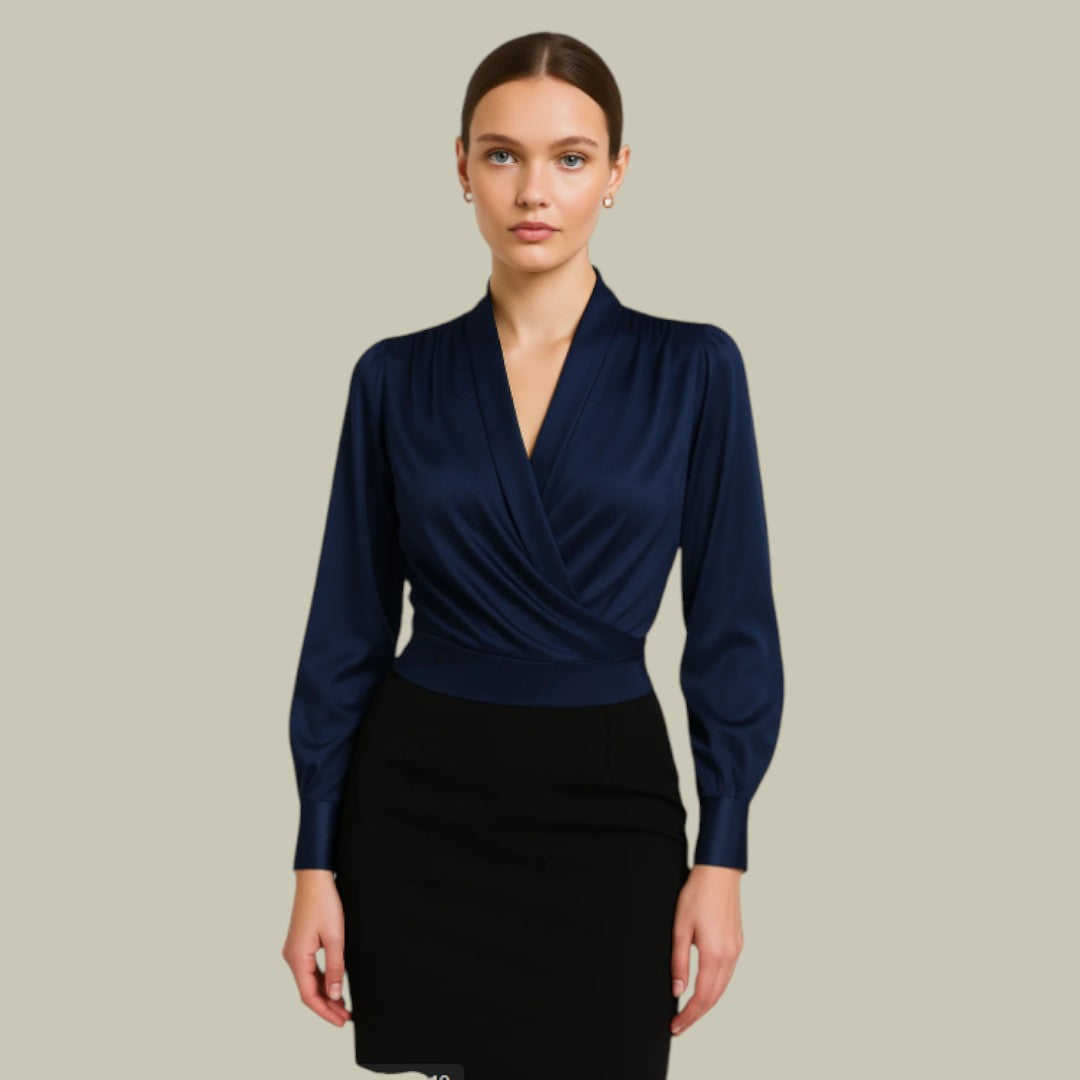 Verena | Damen elegante Wickelbluse aus Satin