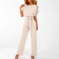 Viola | Damen lässiger Kurzarm Jumpsuit mit Gürtel