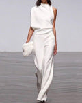 Viviane | Damen Ein-Schulter Jumpsuit mit weitem Bein