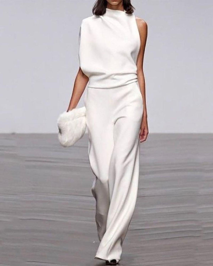 Viviane | Damen Ein-Schulter Jumpsuit mit weitem Bein