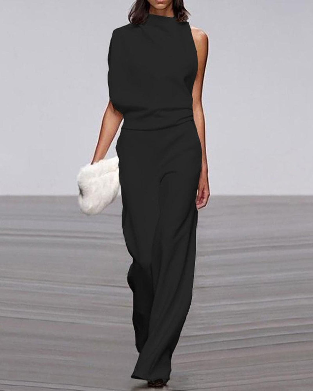 Viviane | Damen Ein-Schulter Jumpsuit mit weitem Bein