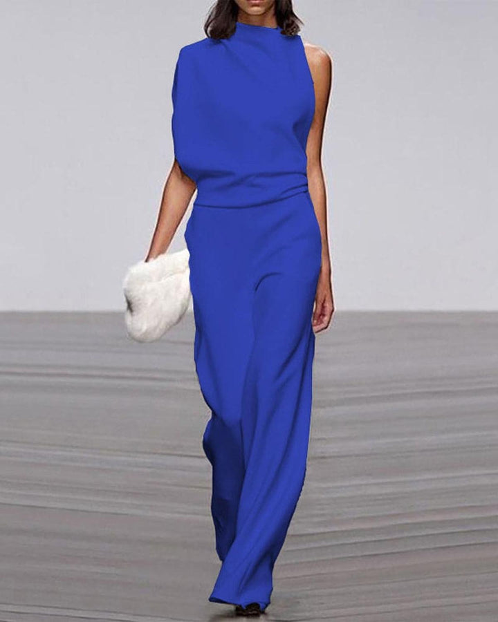 Viviane | Damen Ein-Schulter Jumpsuit mit weitem Bein