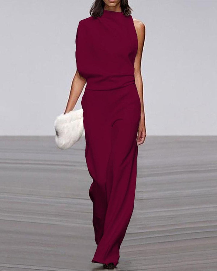 Viviane | Damen Ein-Schulter Jumpsuit mit weitem Bein