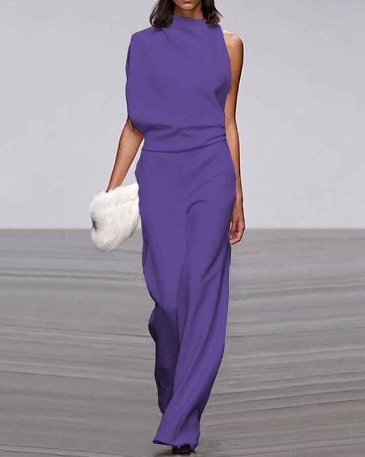 Viviane | Damen Ein-Schulter Jumpsuit mit weitem Bein