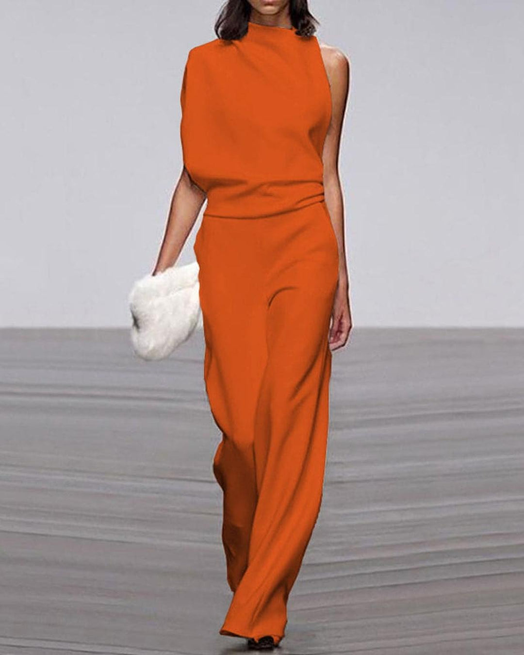 Viviane | Damen Ein-Schulter Jumpsuit mit weitem Bein