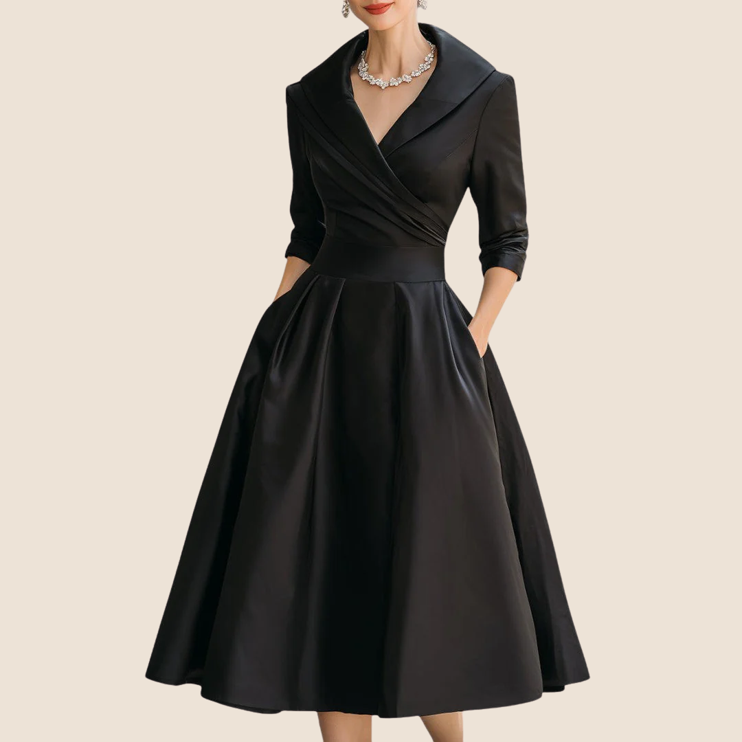 Vivienne | Damen Zeitloses Wickel Midikleid