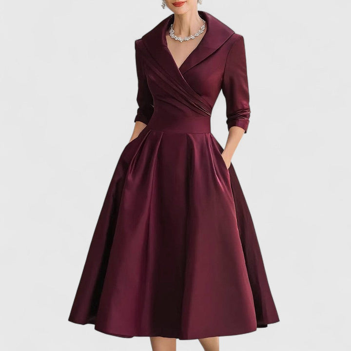 Vivienne | Damen Zeitloses Wickel Midikleid
