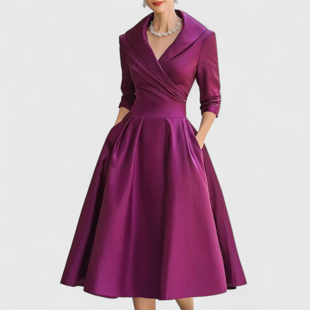 Vivienne | Damen Zeitloses Wickel Midikleid