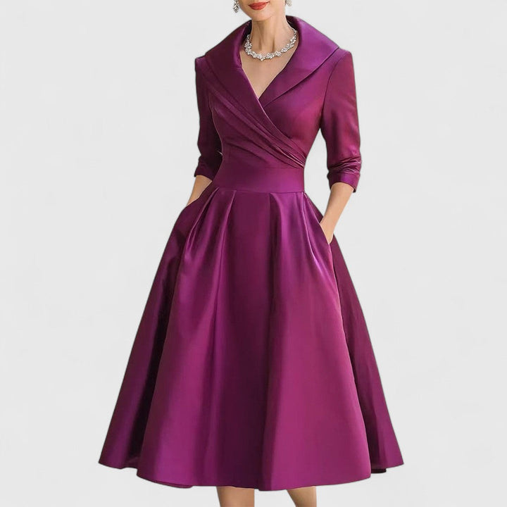 Vivienne | Damen Zeitloses Wickel Midikleid