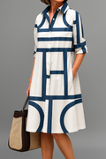 Weiß Kleid Damen mit Midi-Länge und Elegantem Schnitt