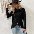 Wiebke | Damen Strick-Top mit Rollkragen und asymmetrischer Knopfleiste