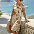 Wilda | Geometrisches Kurzarm Minikleid