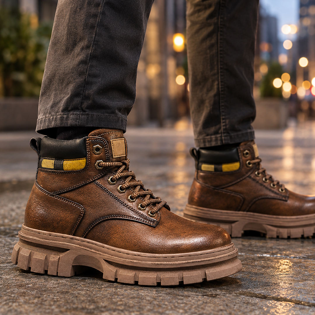 Herren Schnürboots mit grober Plateausohle – Braun