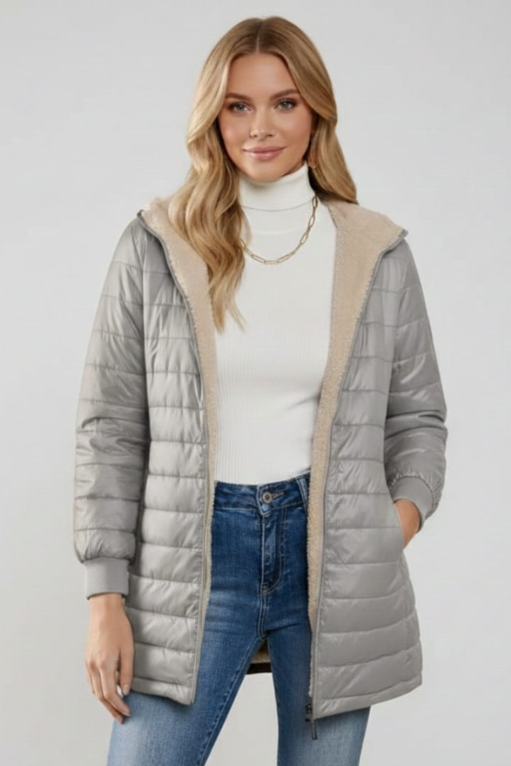 Winterjacke Damen mit Kapuze und Rippbündchen