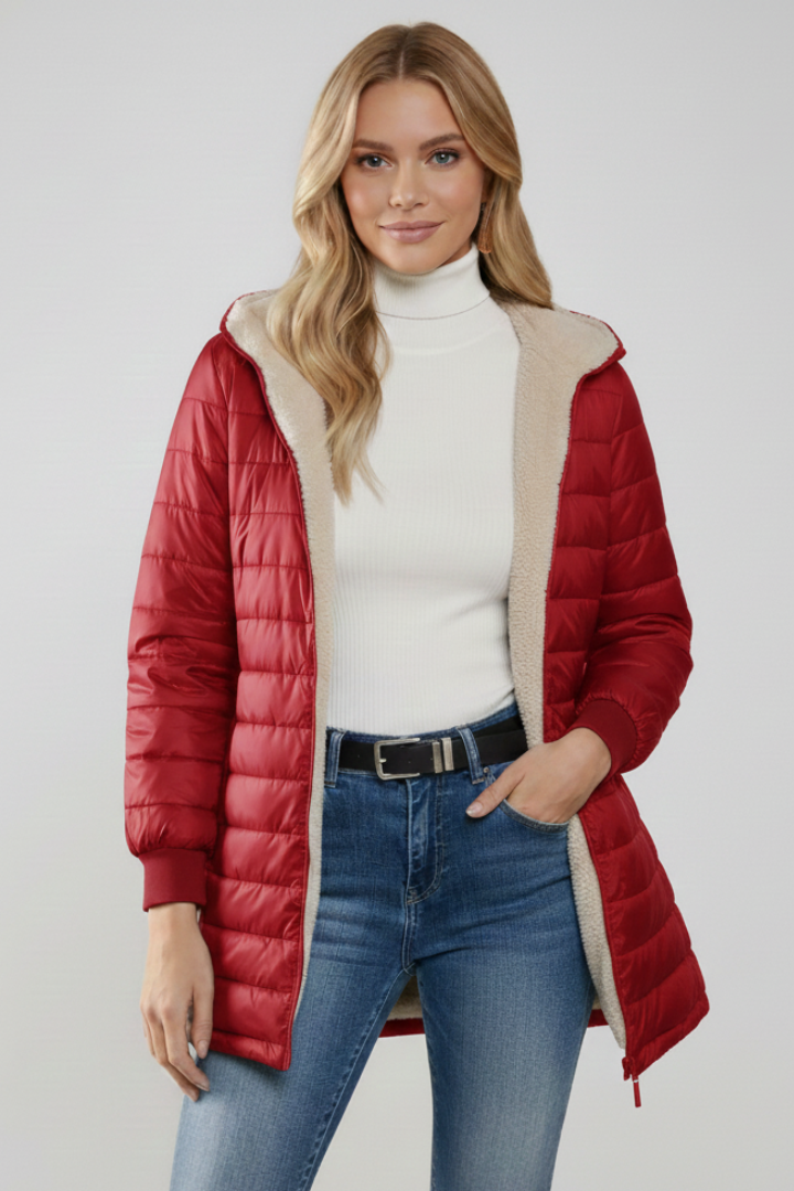 Winterjacke Damen mit Kapuze und Rippbündchen