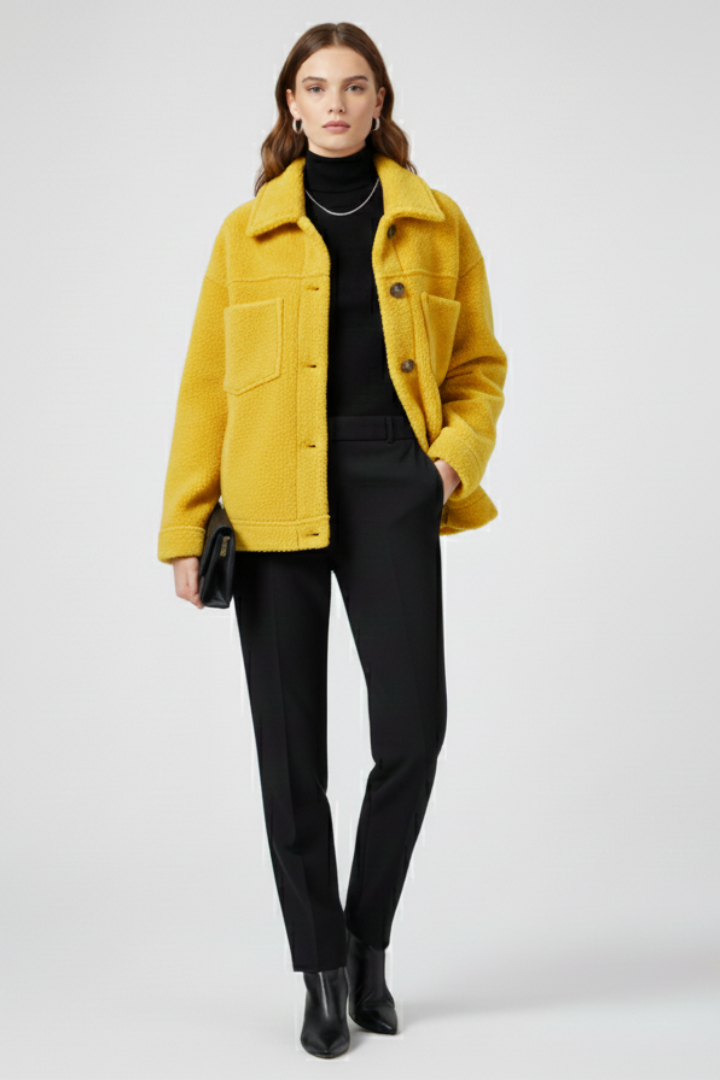 Winterjacke Damen mit Knopfleiste und Großen Taschen