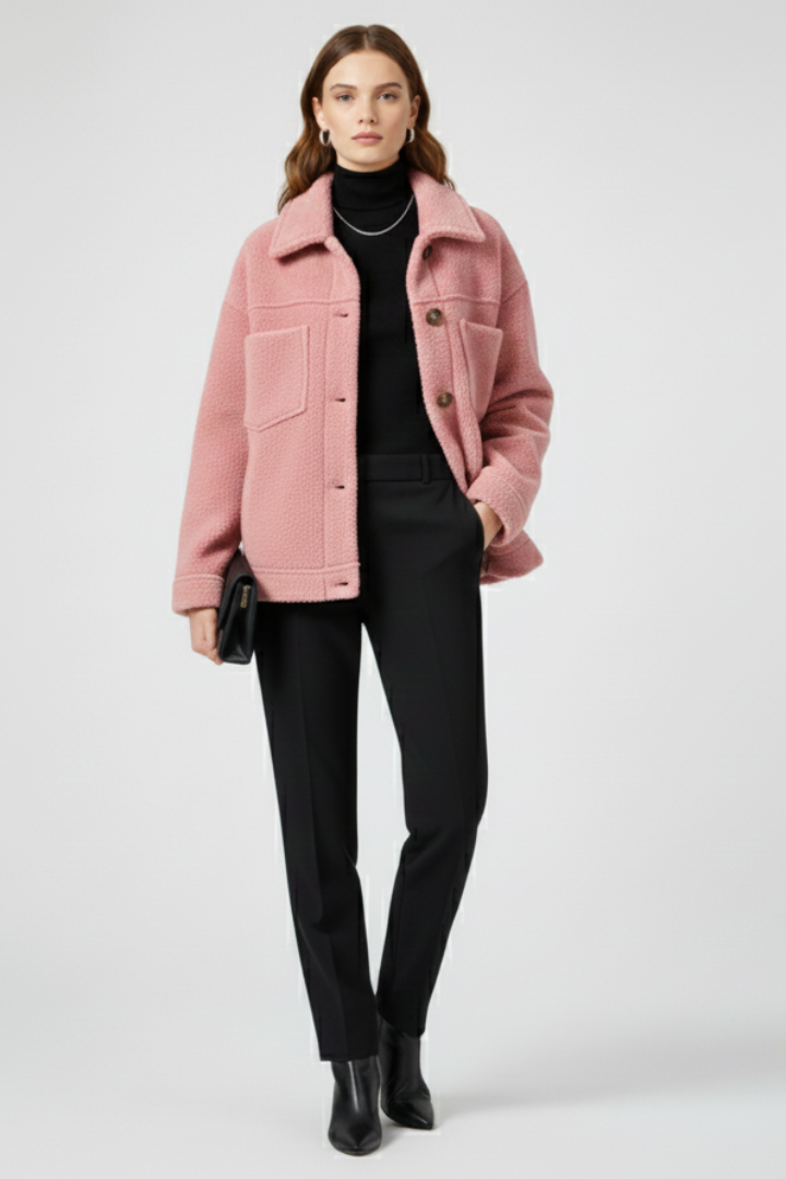Winterjacke Damen mit Knopfleiste und Großen Taschen