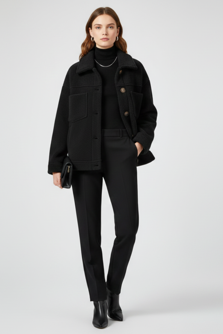 Winterjacke Damen mit Knopfleiste und Großen Taschen