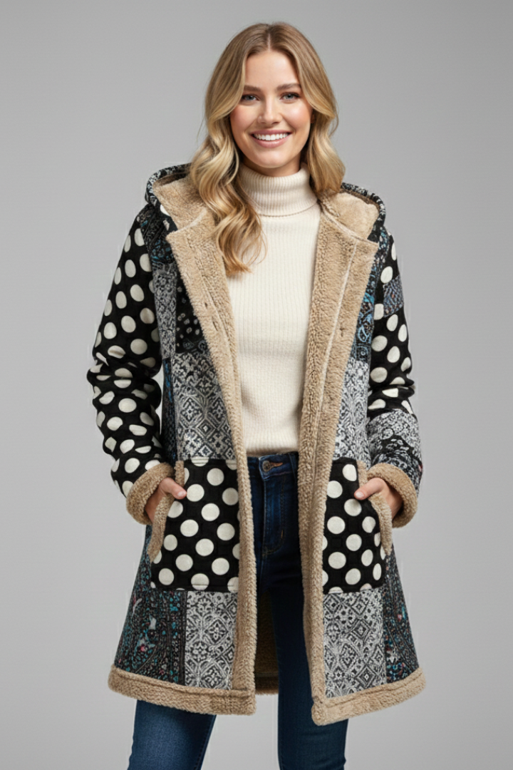 Wintermantel Damen mit Kapuze und Reißverschluss