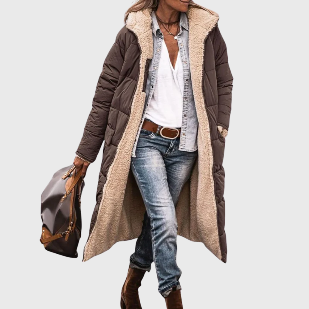 Wintermantel Damen mit Wendedesign und Langem Schnitt