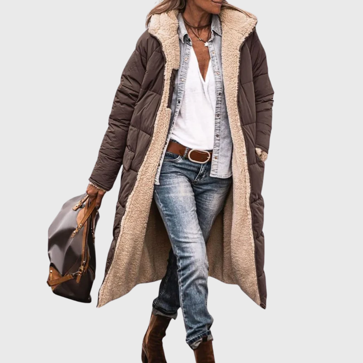 Wintermantel Damen mit Wendedesign und Langem Schnitt