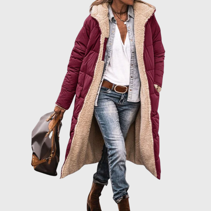 Wintermantel Damen mit Wendedesign und Langem Schnitt