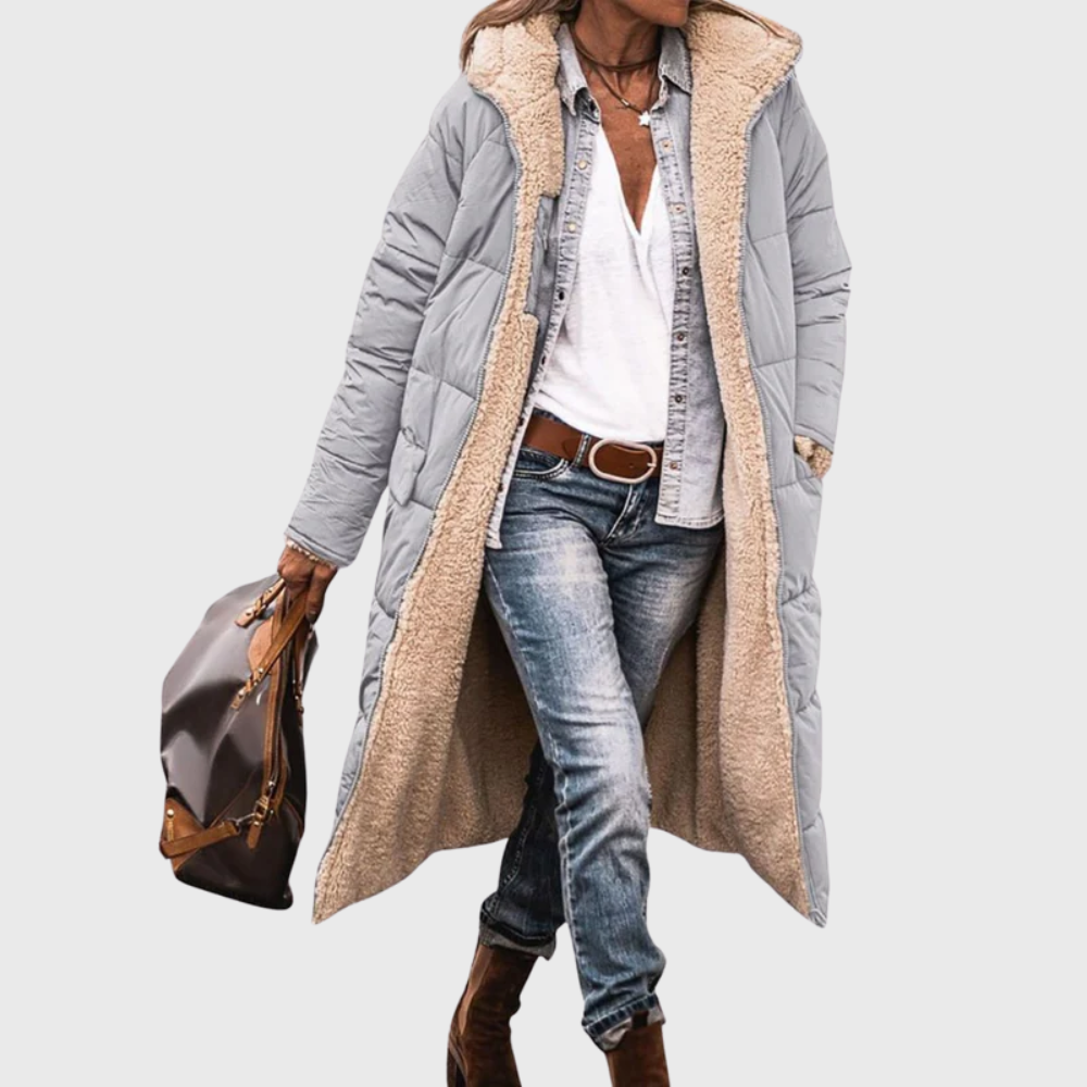 Wintermantel Damen mit Wendedesign und Langem Schnitt