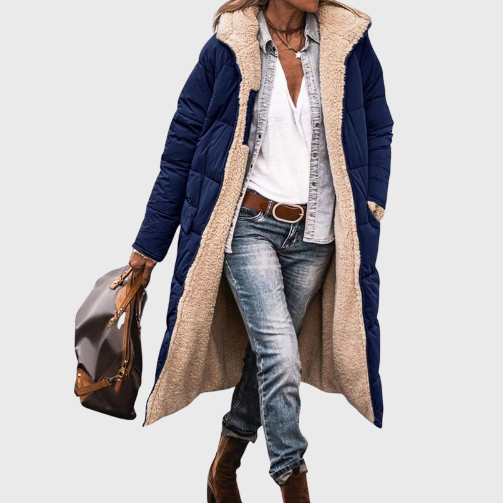 Wintermantel Damen mit Wendedesign und Langem Schnitt