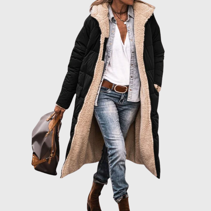 Wintermantel Damen mit Wendedesign und Langem Schnitt