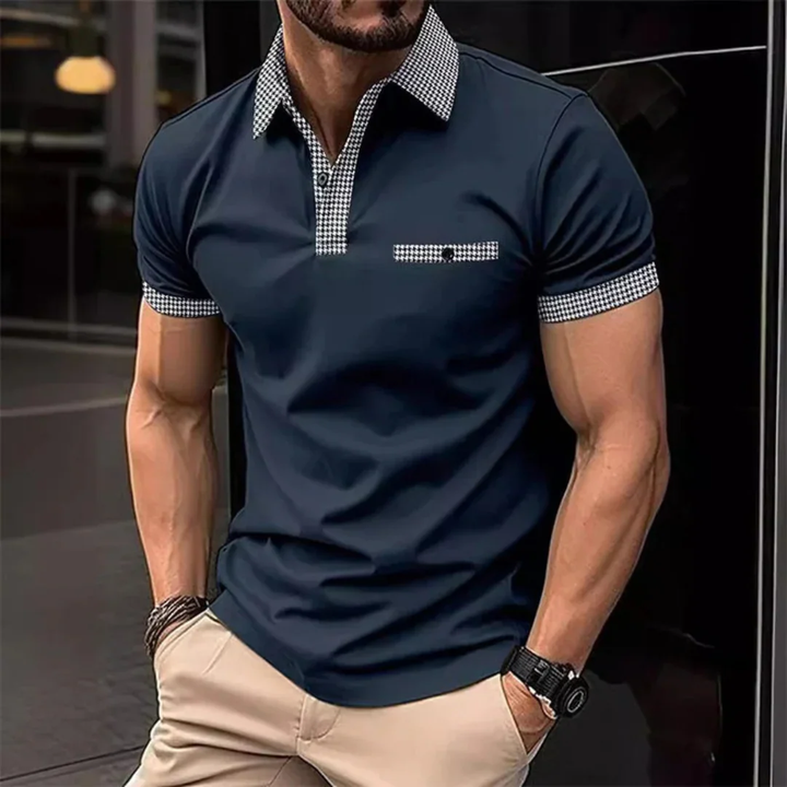 Yannik | Herren Kariertes Poloshirt mit Taschen