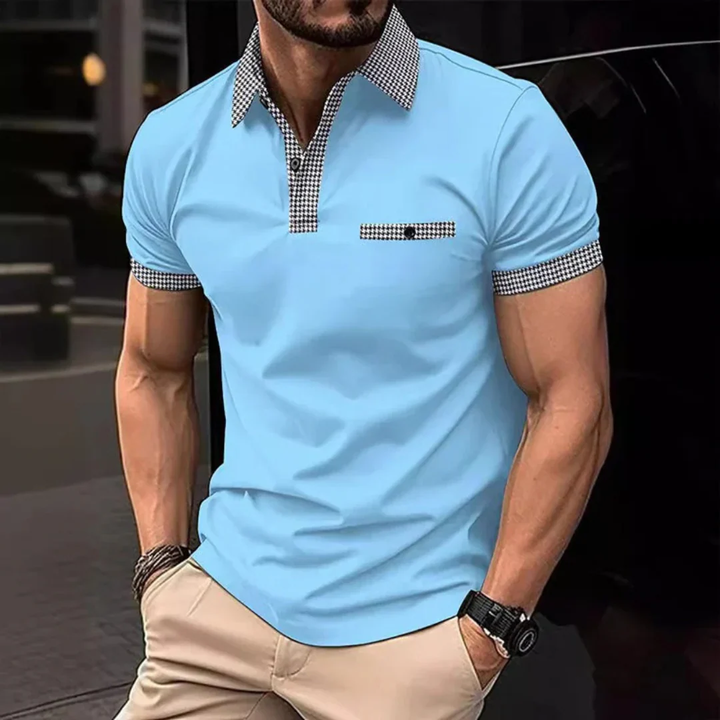 Yannik | Herren Kariertes Poloshirt mit Taschen
