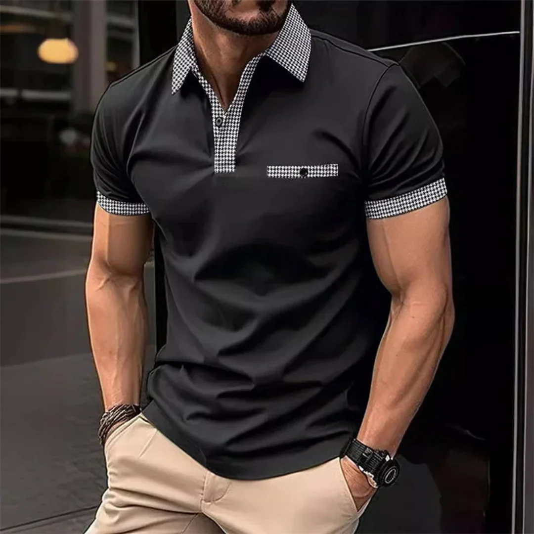 Yannik | Herren Kariertes Poloshirt mit Taschen