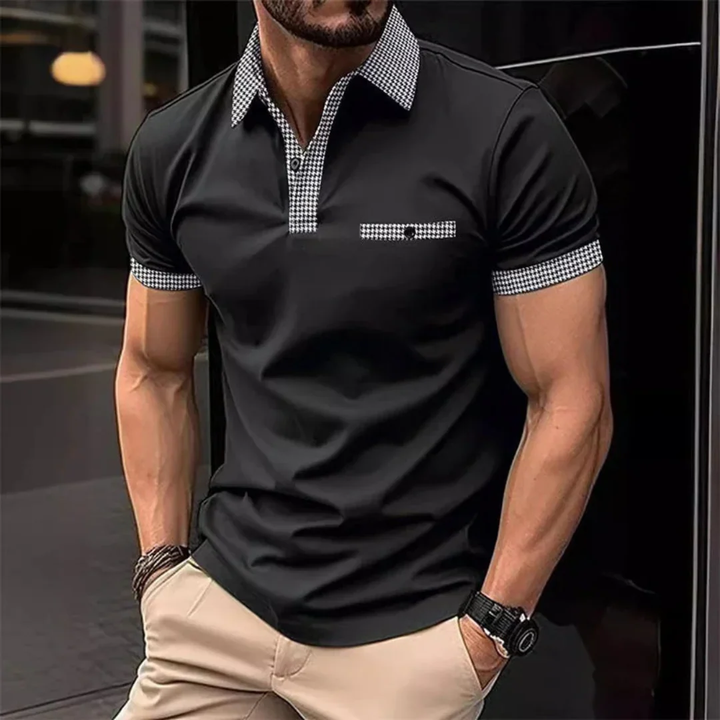 Yannik | Herren Kariertes Poloshirt mit Taschen
