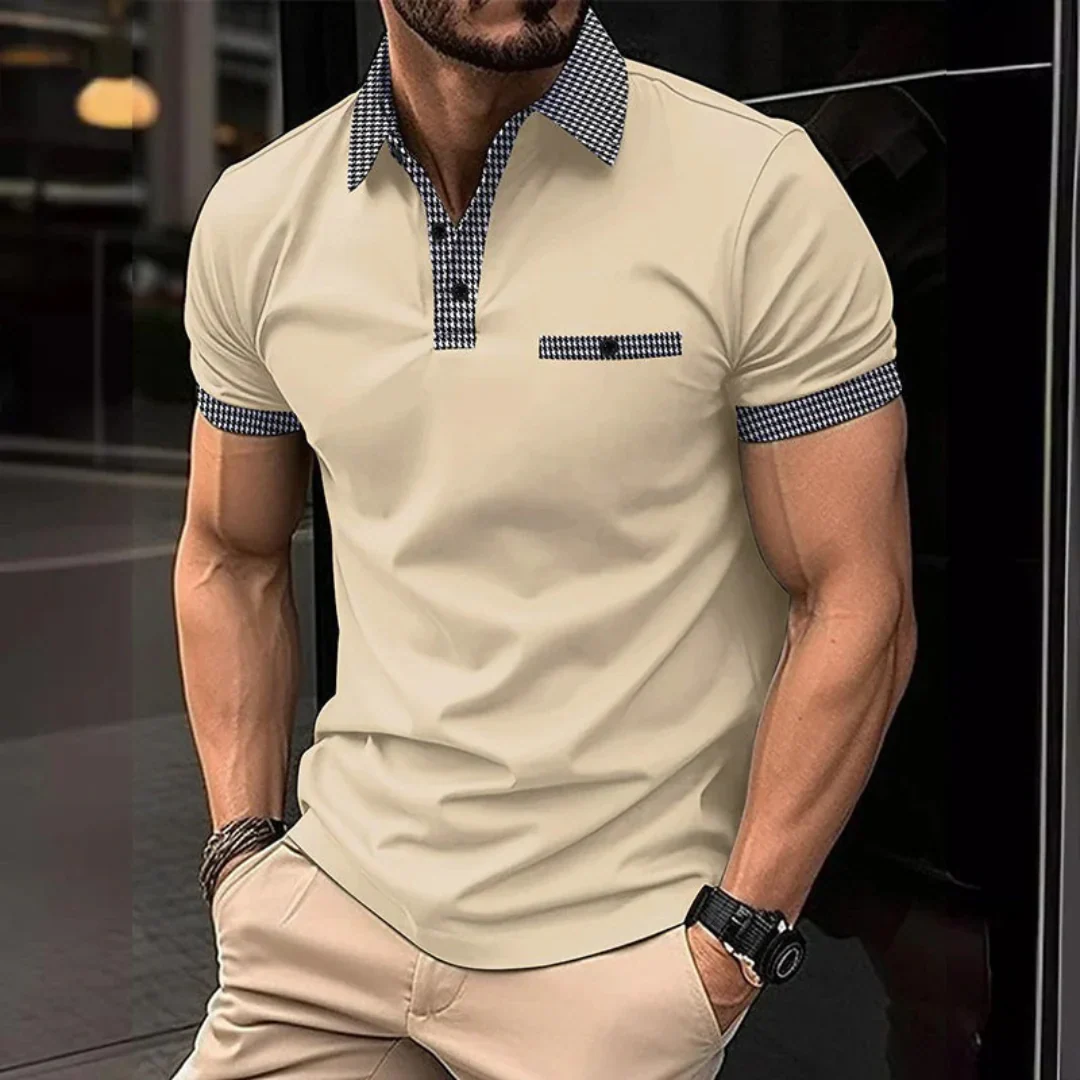 Yannik | Herren Kariertes Poloshirt mit Taschen