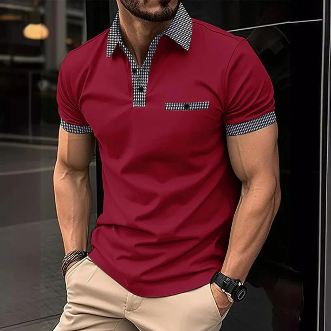 Yannik | Herren Kariertes Poloshirt mit Taschen
