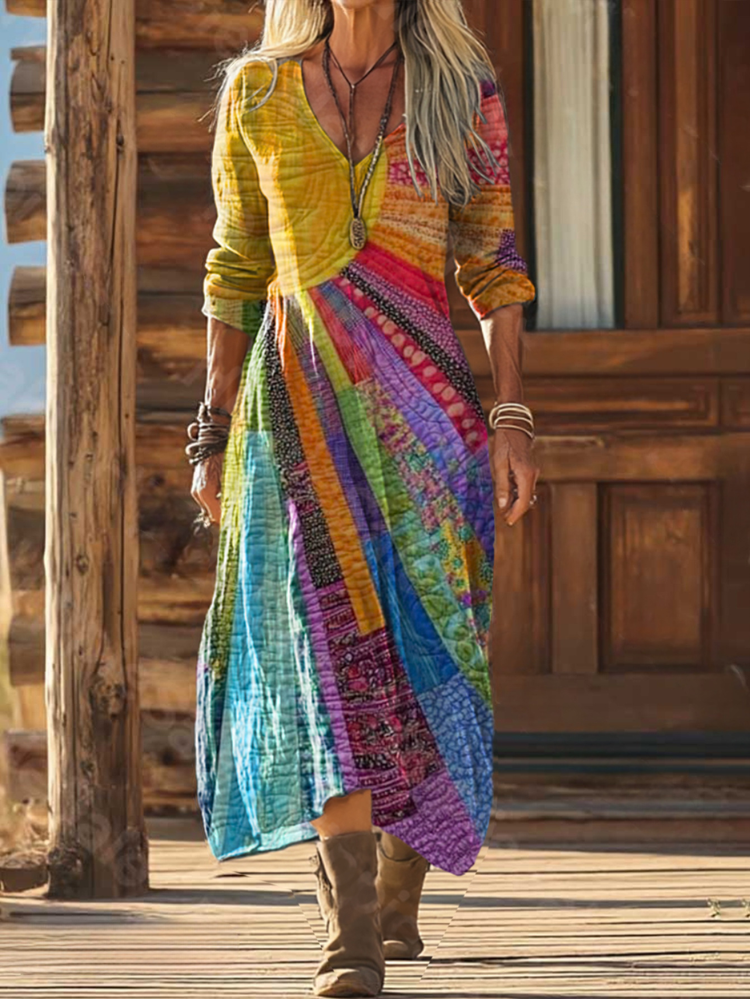 Yara | Boho-Chic Sonnenmuster-Kleid