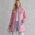 Ylva | Damen Military-Mantel mit Stehkragen, Kontraststreifen und Pattentaschen
