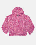 Ylvi | Damen Boxy Zip-Hoodie mit Leopardenmuster und Kängurutasche