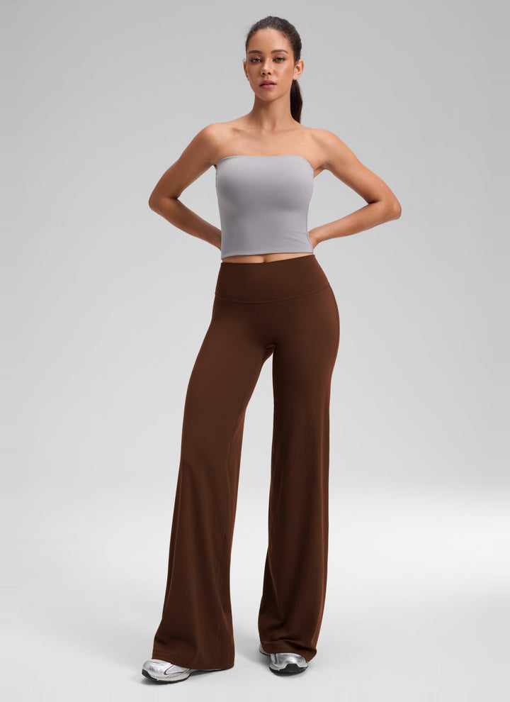 Ylvi Damen Hose mit hohem Bund, geradem Bein und glatter Front
