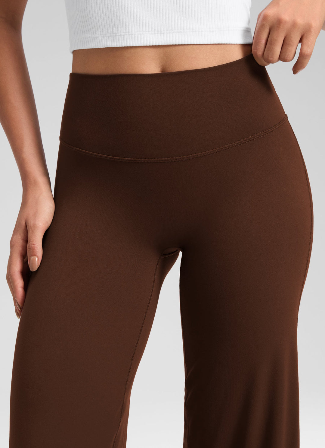 Ylvi Damen Hose mit hohem Bund, geradem Bein und glatter Front