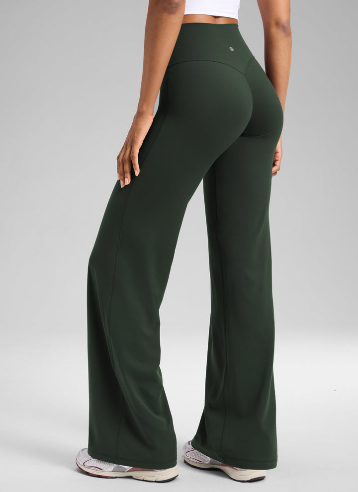 Ylvi Damen Hose mit hohem Bund, geradem Bein und glatter Front