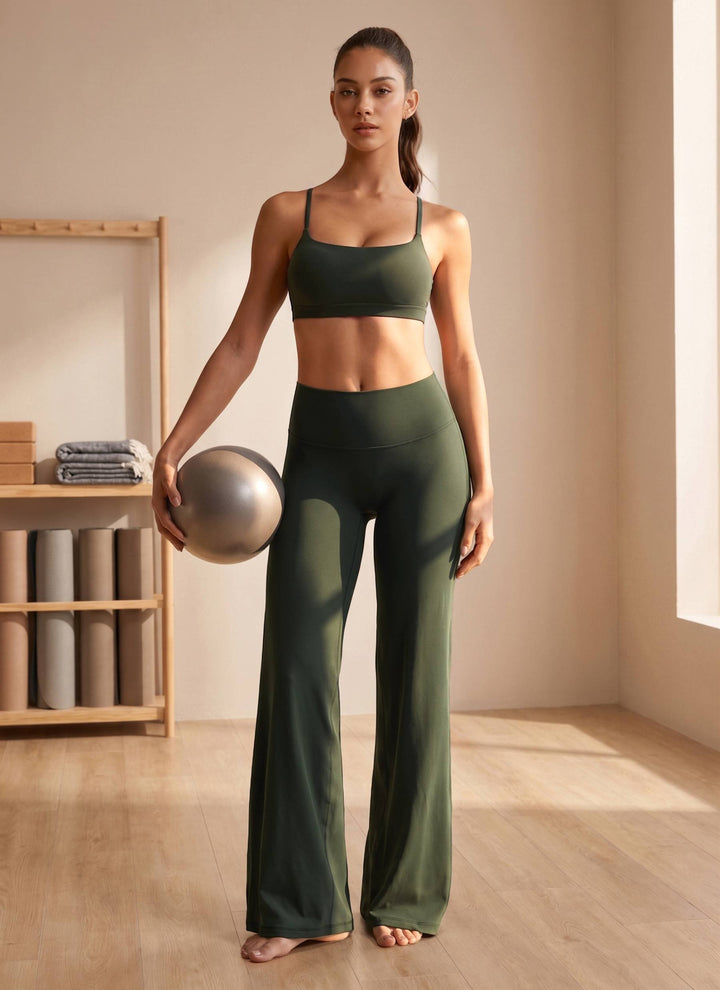 Ylvi Damen Hose mit hohem Bund, geradem Bein und glatter Front