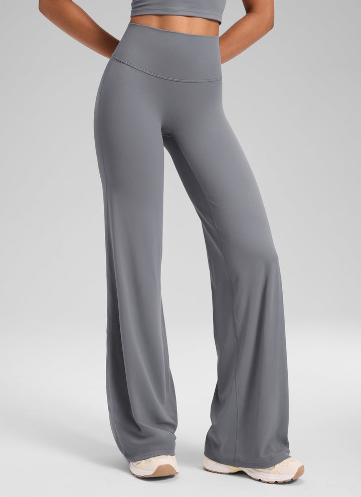 Ylvi Damen Hose mit hohem Bund, geradem Bein und glatter Front