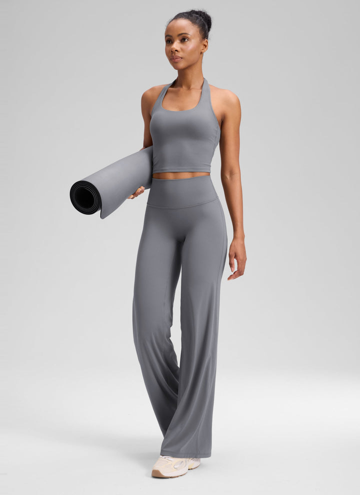 Ylvi Damen Hose mit hohem Bund, geradem Bein und glatter Front