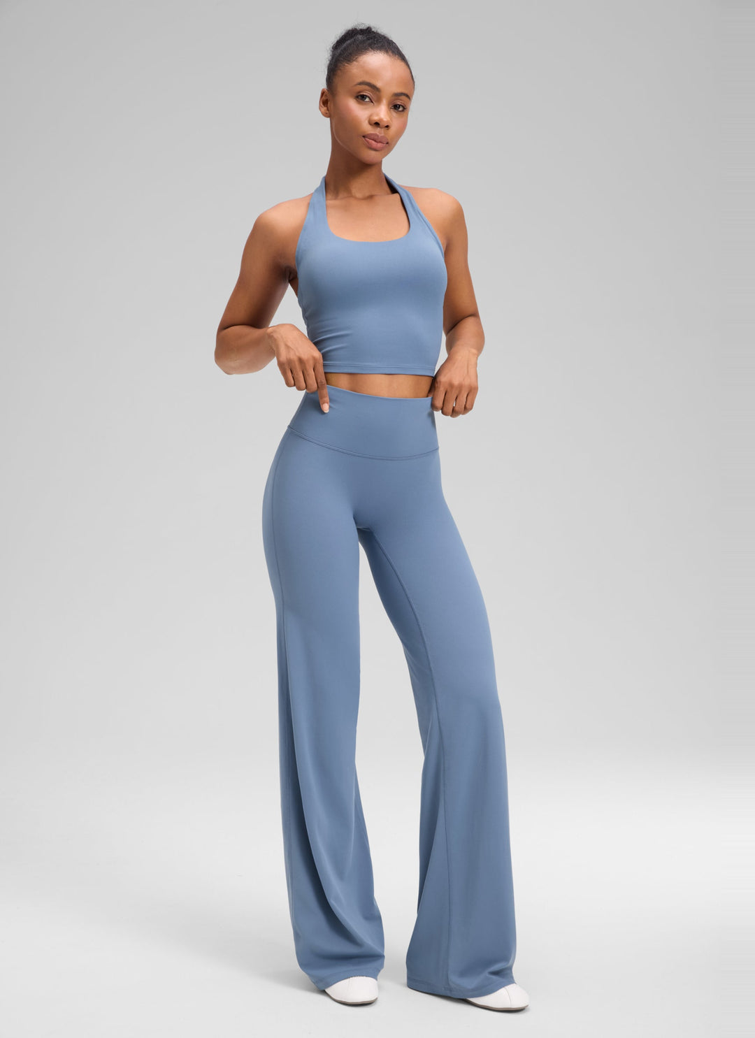 Ylvi Damen Hose mit hohem Bund, geradem Bein und glatter Front