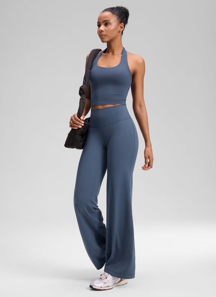 Ylvi Damen Hose mit hohem Bund, geradem Bein und glatter Front