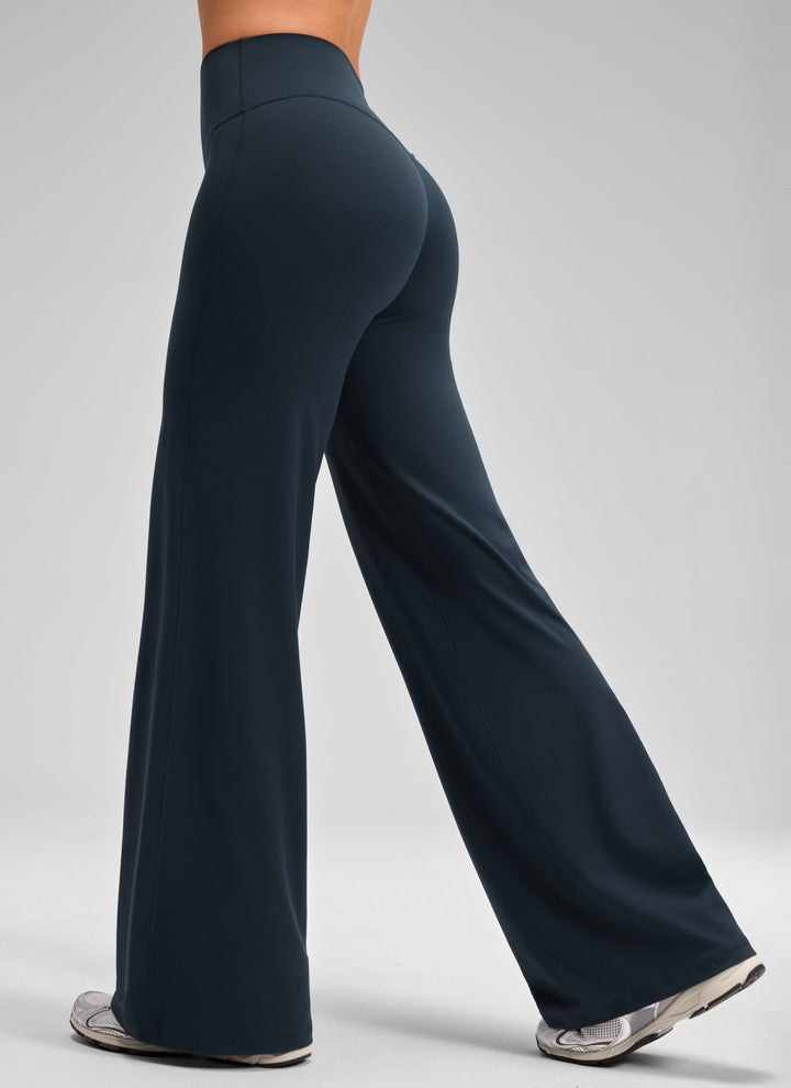 Ylvi Damen Hose mit hohem Bund, geradem Bein und glatter Front