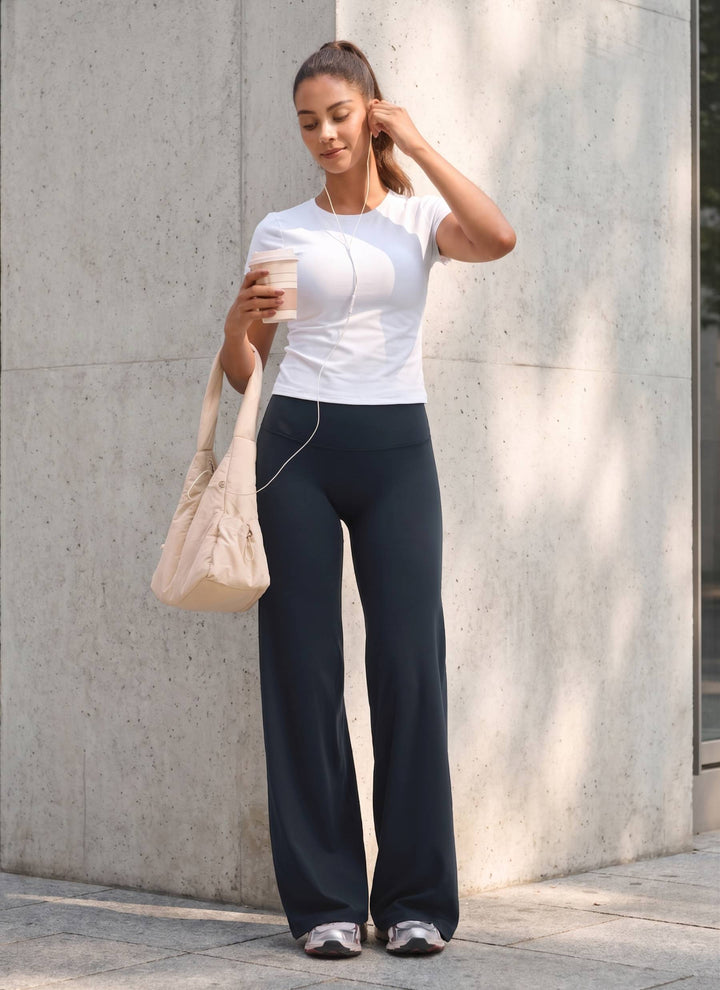 Ylvi Damen Hose mit hohem Bund, geradem Bein und glatter Front