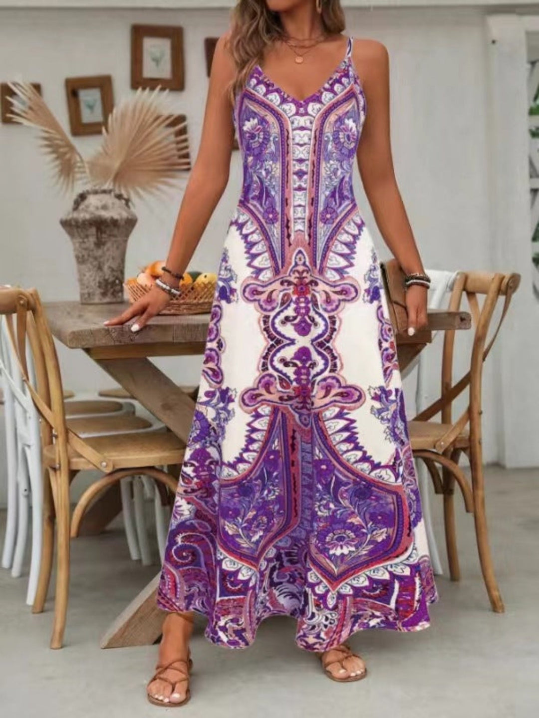 Zara | Damen Mandala Boho Maxikleid